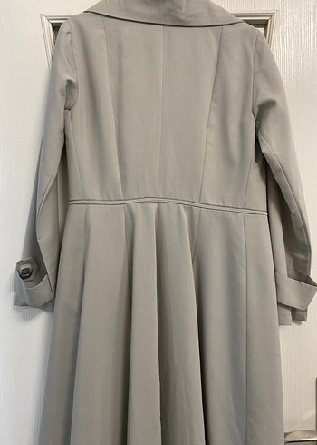 Düğmeli Bej Uzun Kadın Kaban - Görsel 7