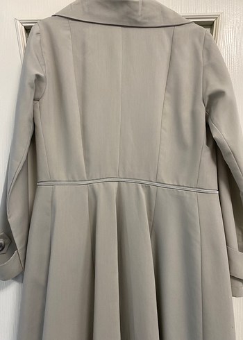 Düğmeli Bej Uzun Kadın Kaban - Görsel 6