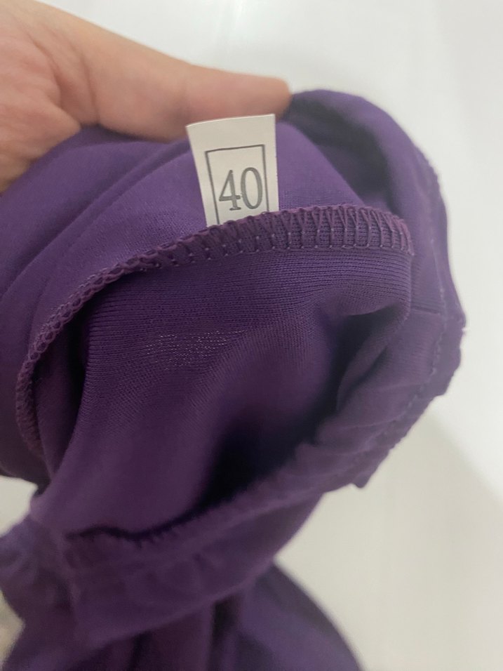 Mor Midi Hamile Tunik, Yüksek Yakalı, Drapeli - Görsel 3