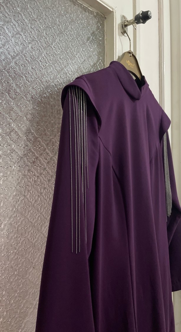 Uzun Mor Tesettür elbise - Görsel 2