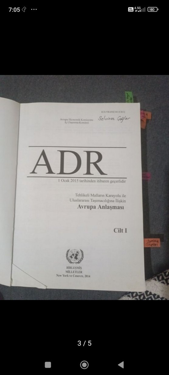 ADR Avrupa Anlaşması Sözlüğü Cilt 1 - Görsel 3