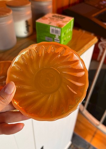 Pastel Turuncu İki Parça Cam Fincan Seti eskitme - Görsel 3