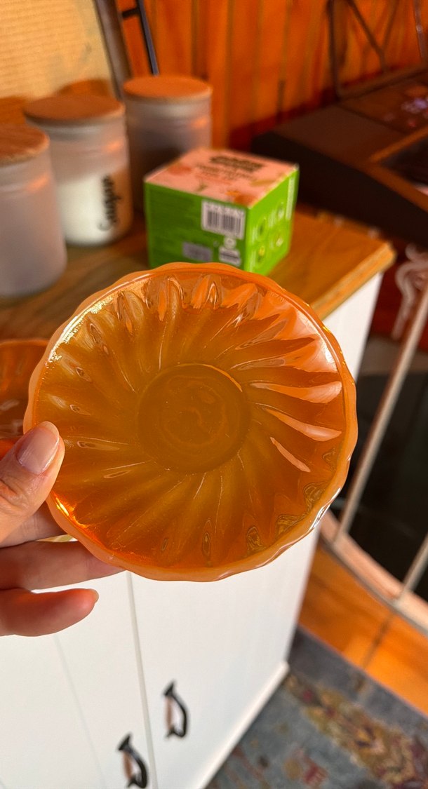 Pastel Turuncu İki Parça Cam Fincan Seti eskitme - Görsel 3