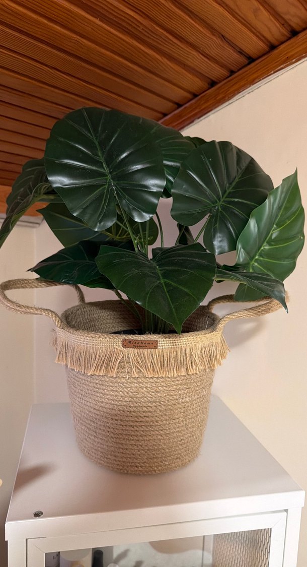 Püsküllü Hasır Sepet çiçek - Görsel 3