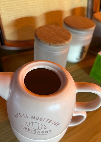 Pastel Pembe Seramik bitki çayı  Seti - Görsel 2