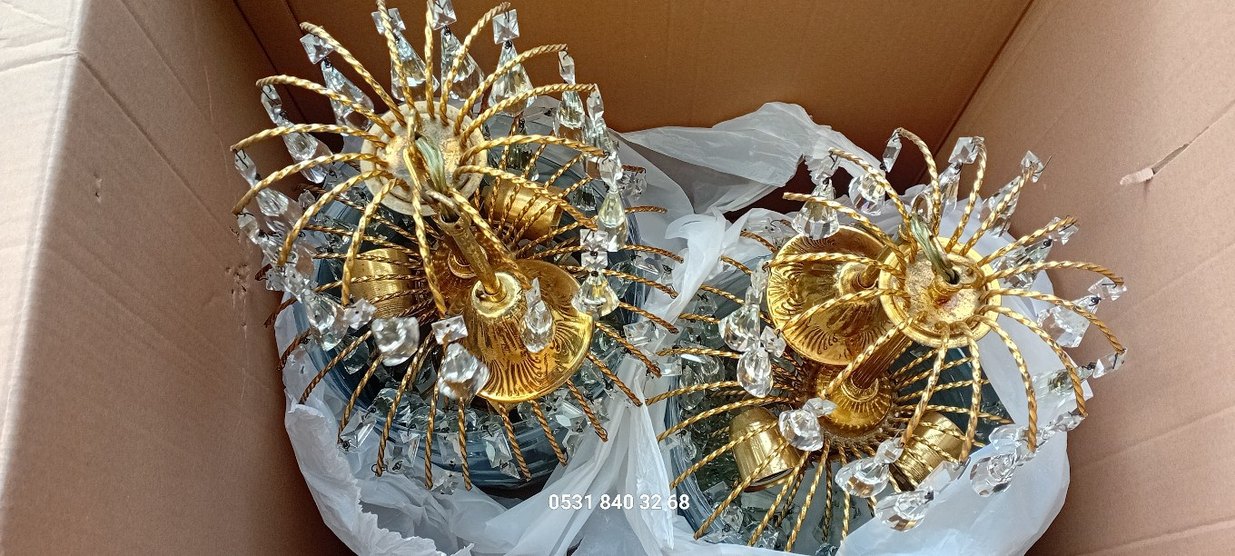 NOSTALJİK PİRİNÇ Kristal  Avize AÇIKLAMAYA BAKINIZ - Görsel 4