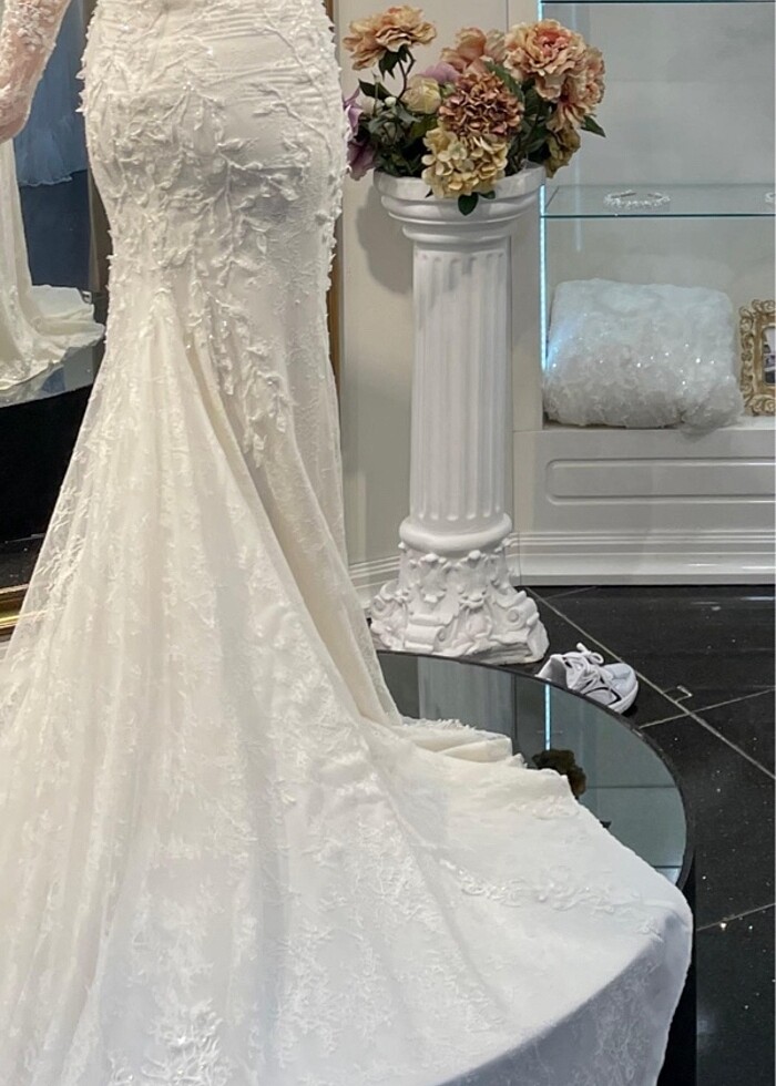 Fransız dantel balık gelinlik - Görsel 3