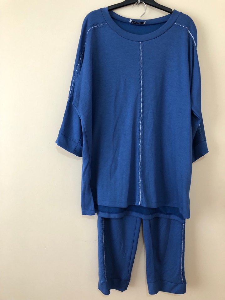 Büyük Beden Mavi Rahat Eşofman Takımı - Görsel 2