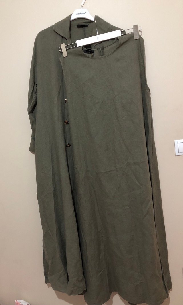 3 lü  Keten Takım Elbise Pantolon Pardesü - Görsel 2