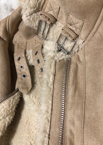 Bej Süet Kürklü Kadın Ceket - Görsel 8