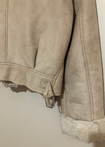 Bej Süet Kürklü Kadın Ceket - Görsel 5