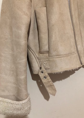 Bej Süet Kürklü Kadın Ceket - Görsel 4