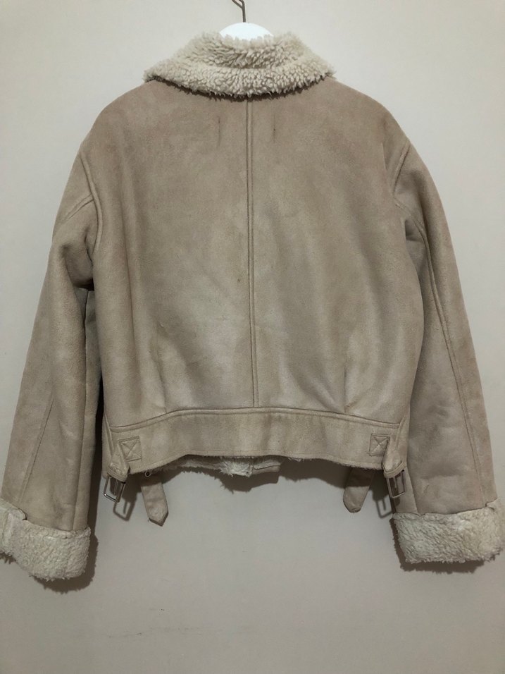 Bej Süet Kürklü Kadın Ceket - Görsel 2