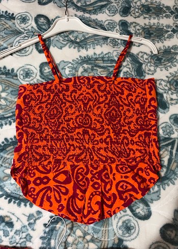 Kadın Kırmızı Desenli Kısa Tulum - Görsel 3