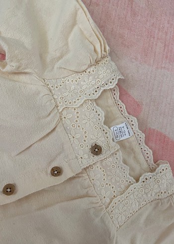 lcw Kız Çocuk Bej Nakışlı Pamuklu Gömlek - Görsel 2