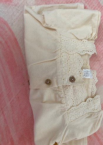 lcw Kız Çocuk Bej Nakışlı Pamuklu Gömlek - Görsel 5