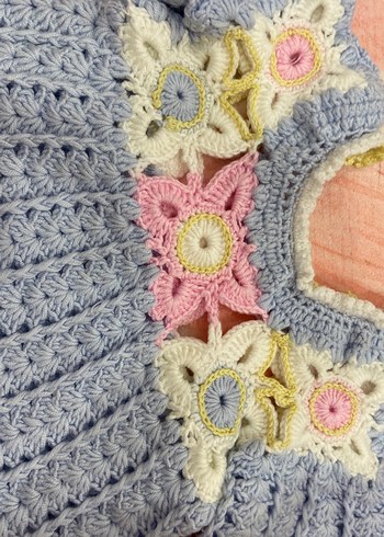 Çiçek İşlemeli Renkli Kız kazak - Görsel 2