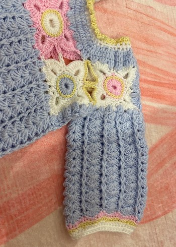 Çiçek İşlemeli Renkli Kız kazak - Görsel 5