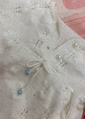 Beyaz Örgü Kız Çocuk kazak - Görsel 3