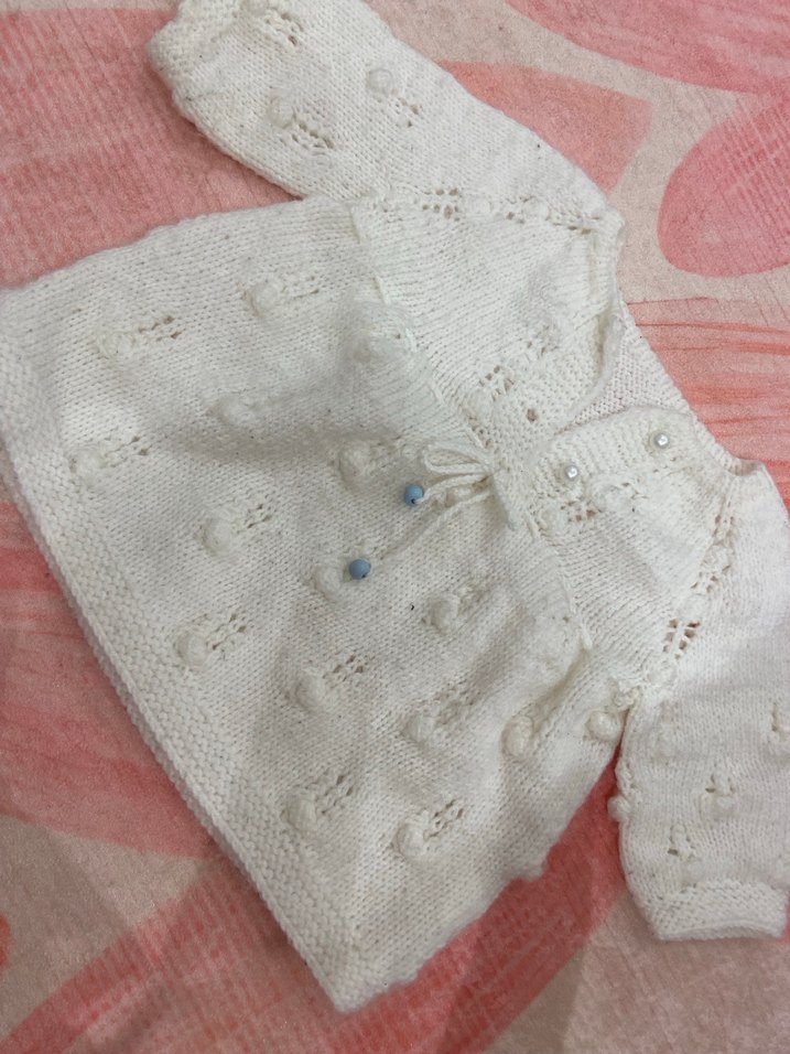 Beyaz Örgü Kız Çocuk kazak - Görsel 2