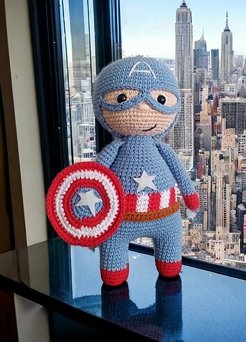 Captain America Amigurumi El Örgüsü Oyuncak