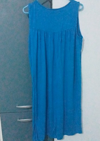 Mavi Kolsuz Hamile Midi Elbise - Görsel 4