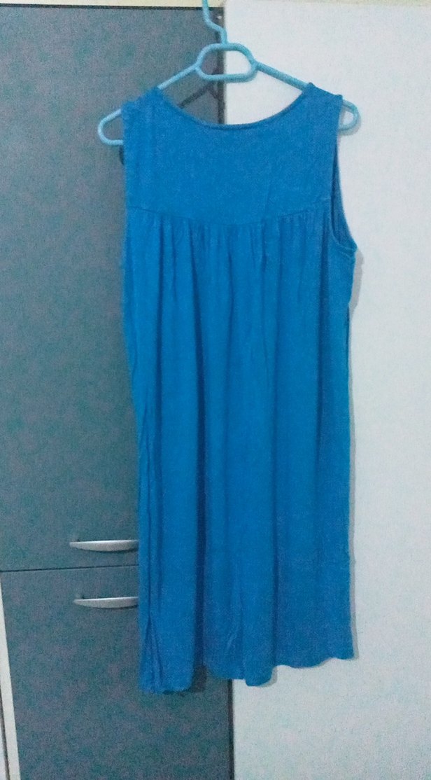 Mavi Kolsuz Hamile Midi Elbise - Görsel 4