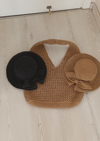 Beden Bej Dantel Detaylı Örgü Kadın Çanta şapka