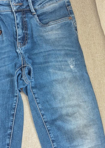 Kadın Gri Mavi Denim Midi Jean - Görsel 2