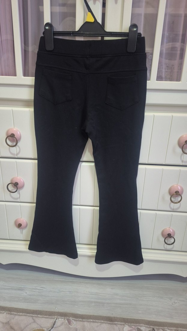 Siyah kız çocuk ispanyol paça pantolon - Görsel 2