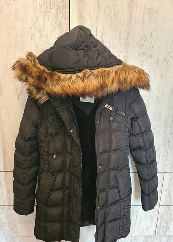 Kürk Detaylı Siyah Kadın Kışlık Mont - Görsel 2