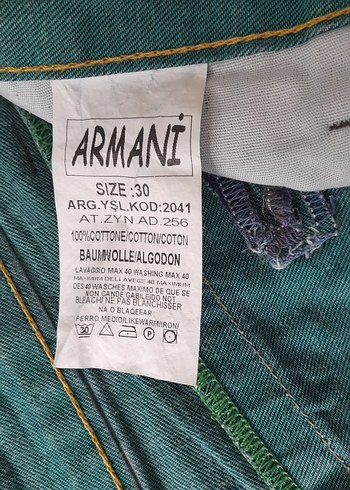 Armani Erkek Mavi Batik Desenli Kemerli Denim Şort - Görsel 6