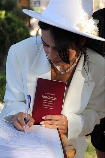 Beyaz Panama nikah şapkası