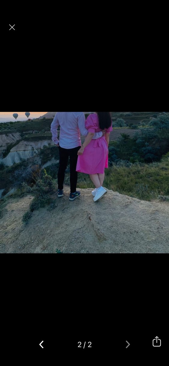 Düğmeli Pembe Midi Elbise - Görsel 2