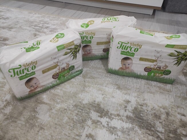 Baby turco 3 numara bez 3lü paket sıfır ürün 102 adet