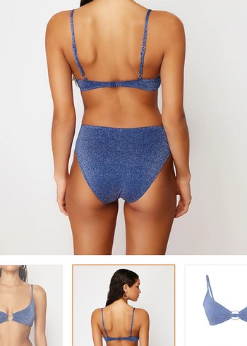 38 Beden mavi Renk Mavi Mini Strappy Bikini