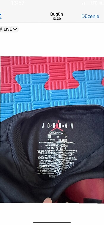 24-36 Ay Beden kırmızı Renk nıle jordan bebek takım