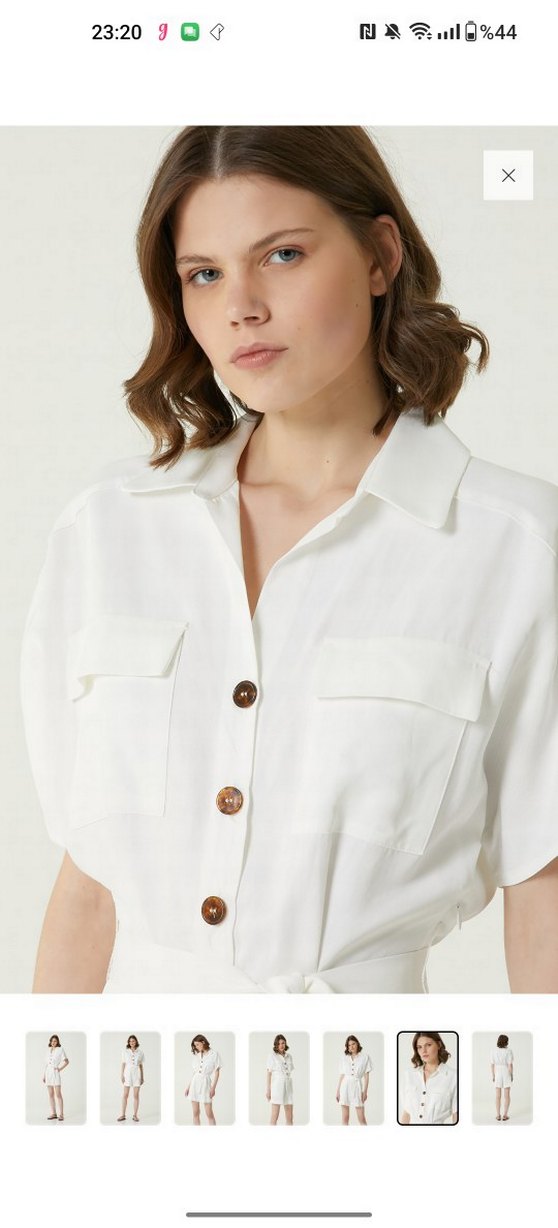 Network marka 38 beden Beyaz Kemerli Kısa Kollu Mini Tulum - Görsel 4