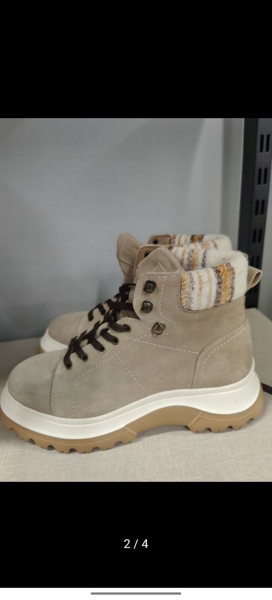 Network marka 41 numara Bej Süet Bağcıklı Bot - Görsel 2