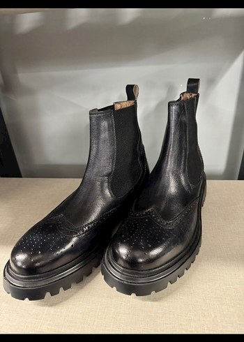 Network marka 41 numara Erkek Siyah Deri Tokalı Bot - Görsel 2