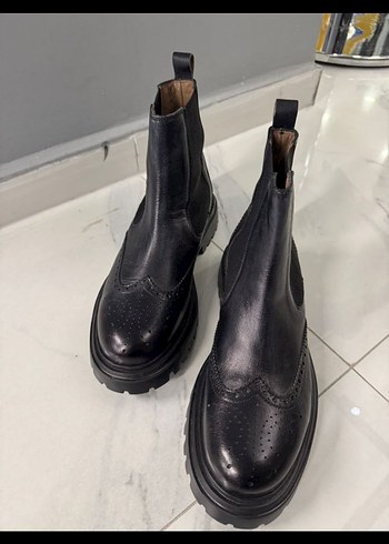 Network marka 40 numara Siyah Deri Bot - Görsel 3