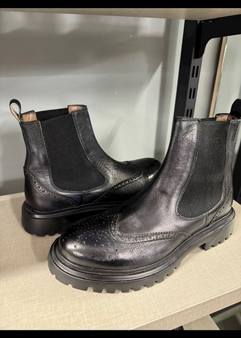 Network marka 40 numara Siyah Deri Bot - Görsel 4