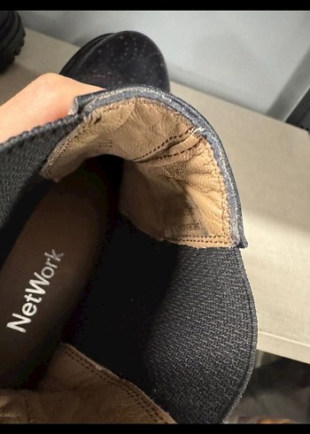 Network marka 40 numara Siyah Deri Bot - Görsel 6