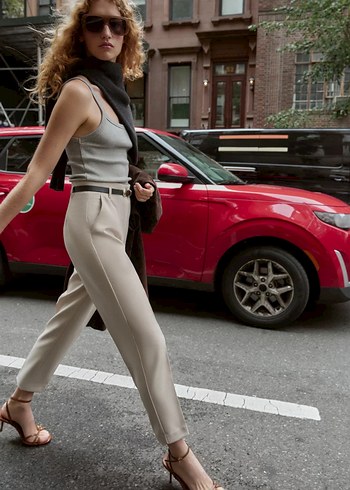 Kadın Kemerli Deri Cigarette Pantolon - Görsel 5