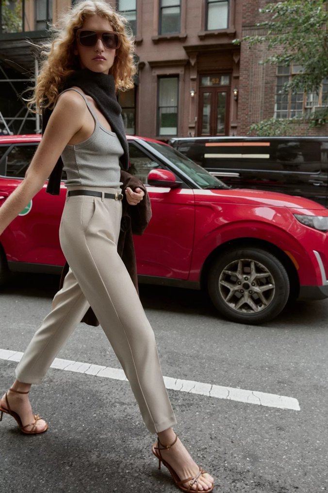 Kadın Kemerli Deri Cigarette Pantolon - Görsel 5