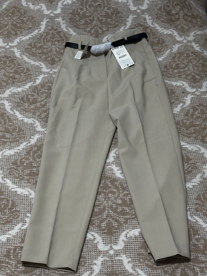 Kadın Kemerli Deri Cigarette Pantolon - Görsel 2