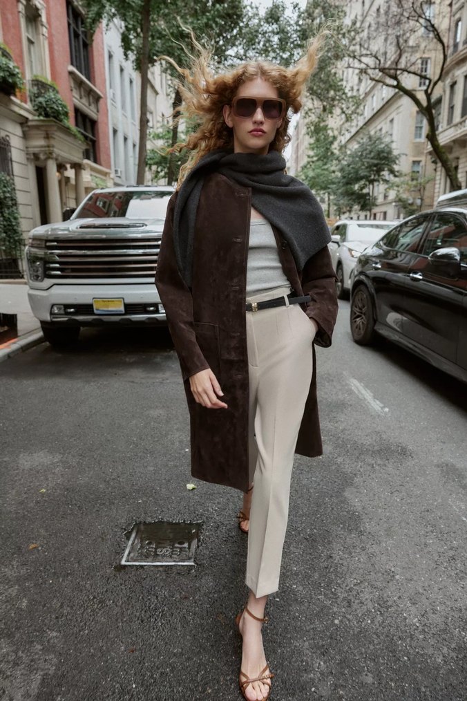 Kadın Kemerli Deri Cigarette Pantolon - Görsel 3