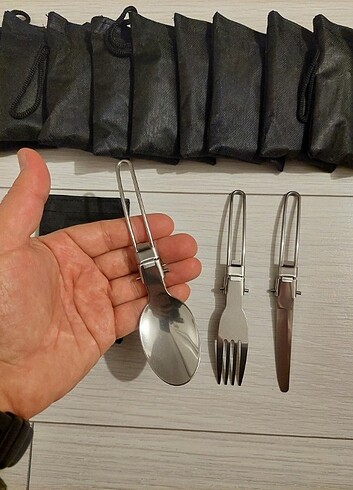 Katlanabilir Çatal Kaşık Bıçak Seti Camping Kamp Çatal Kaşığı 