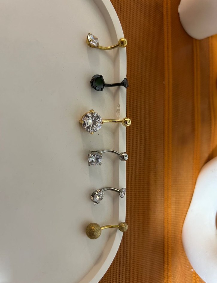 Taşlı Çelik Göbek Piercing - Görsel 2