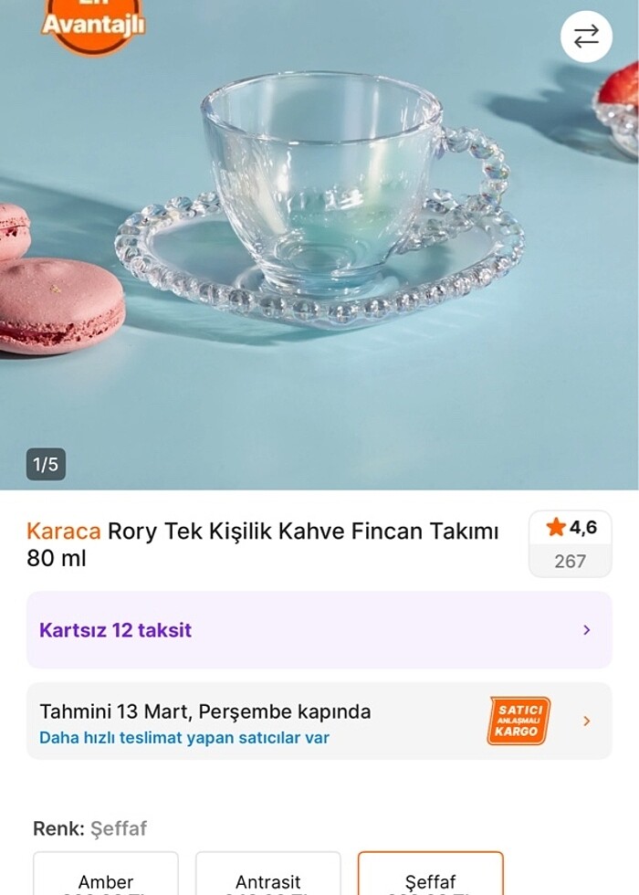 Karaca Rory fincan 80ml - Görsel 2